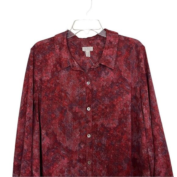 Logo by Lori Goldstein Red/Purple Abstract Lagenlook Peplum Hem Tunic 1X - Picture 3 of 8